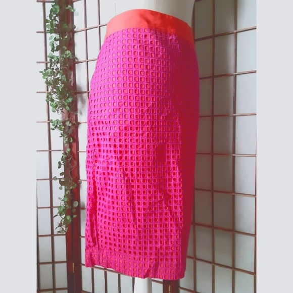 Talbots Crochet Pencil Skirt - Hot Pink/Orange - Picture 9 of 13